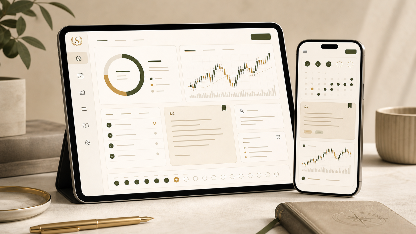 Stoic Edge Journal app mockup for tracking the 90-day challenge